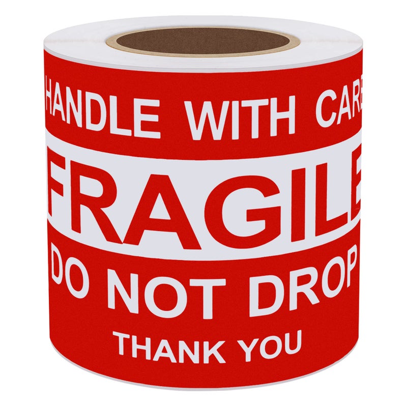 Hybsk 3x5 inch Do Not Drop Thank You Fragile Stickers Adhesive Label 100 Per Roll (3x5 inch) - Image 1